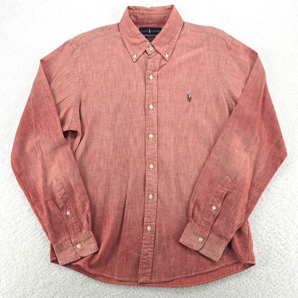 Ralph Lauren Classic Fit Oxford Button Down Shirt Men's Red‎ Ombre Long Sleeve M